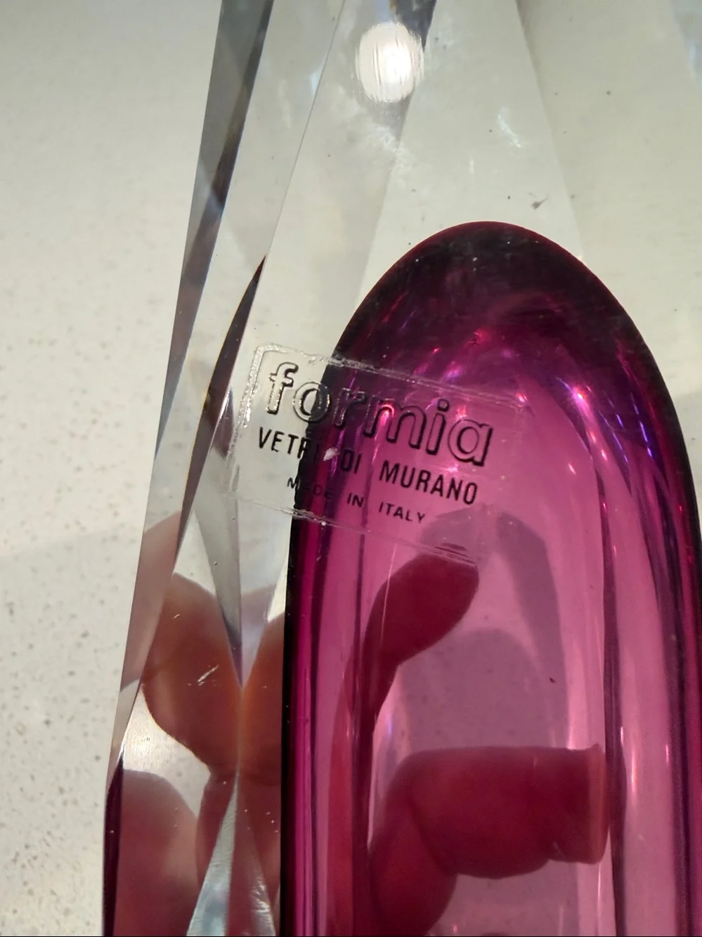 Vintage 1960, Formica Veti di Murano Purple Glass Vase - Elegant Home Accent